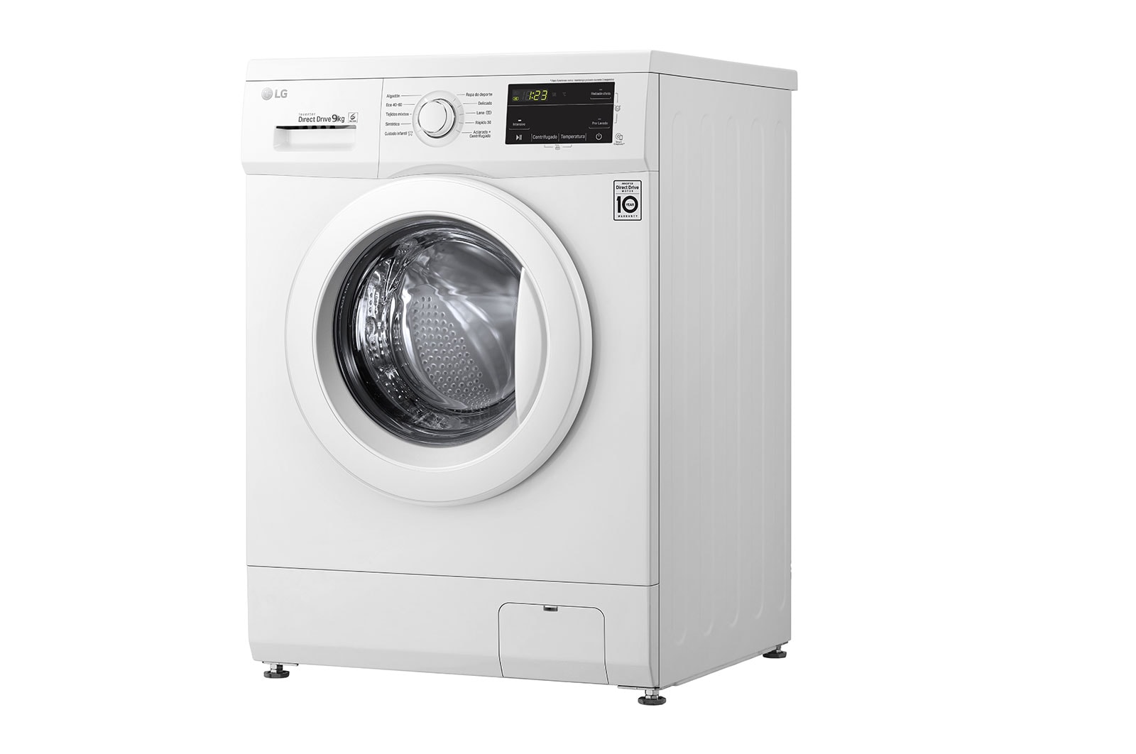 Máquina de lavar roupa LG F4J3VY3W, 9 kg, eficiência energética D, 1400 r.p.m., Inverter Direct Drive™, Steam™, branco